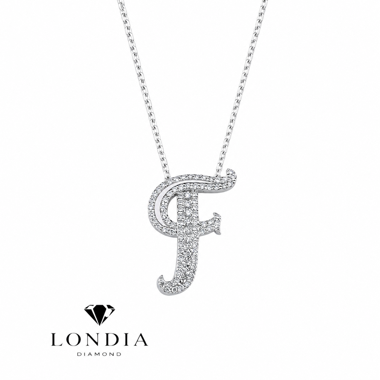 Personalized Royal F Initial 0.50 Carat Natural Diamond Necklace