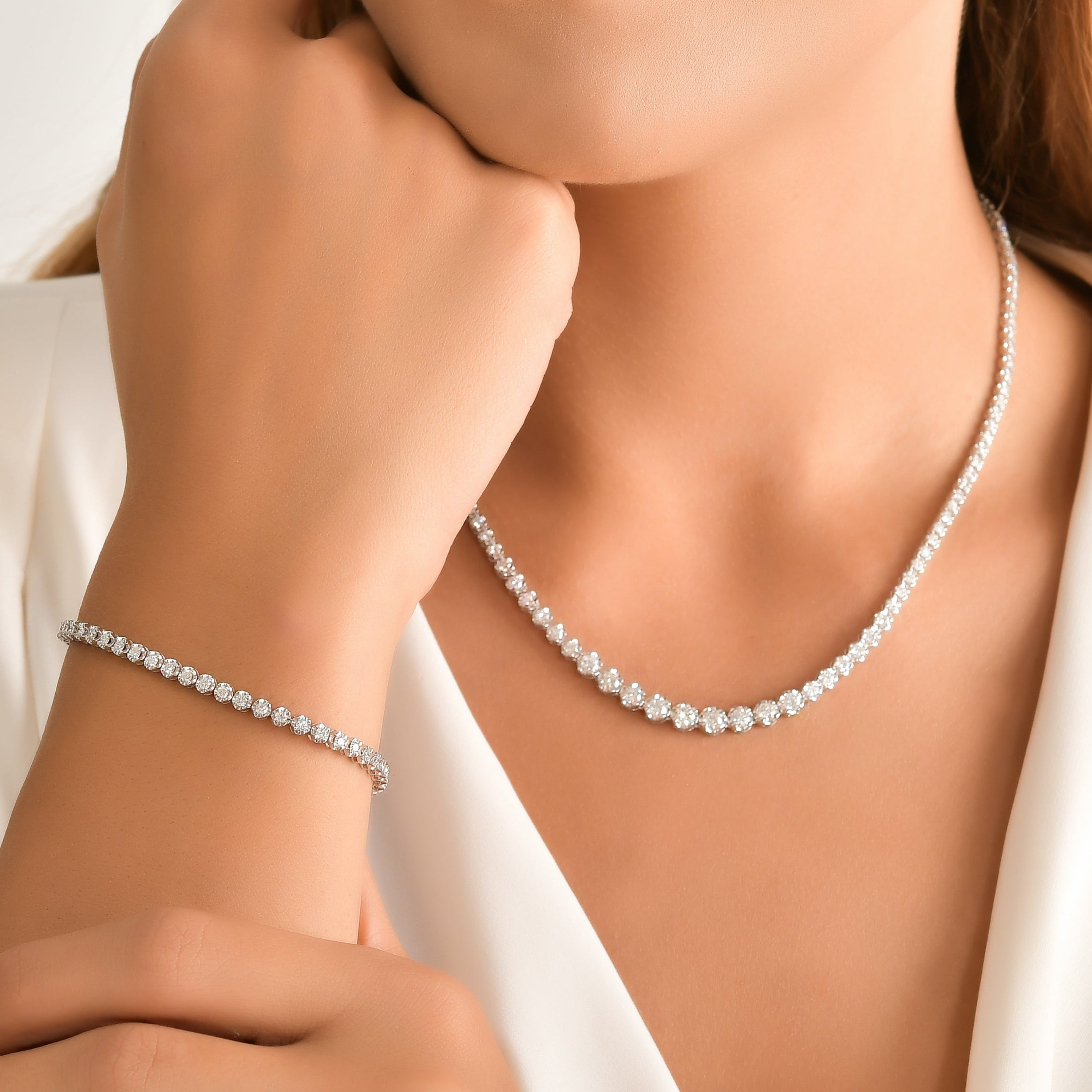 4 Carat Natural Diamond Crown Design Tennis Necklace