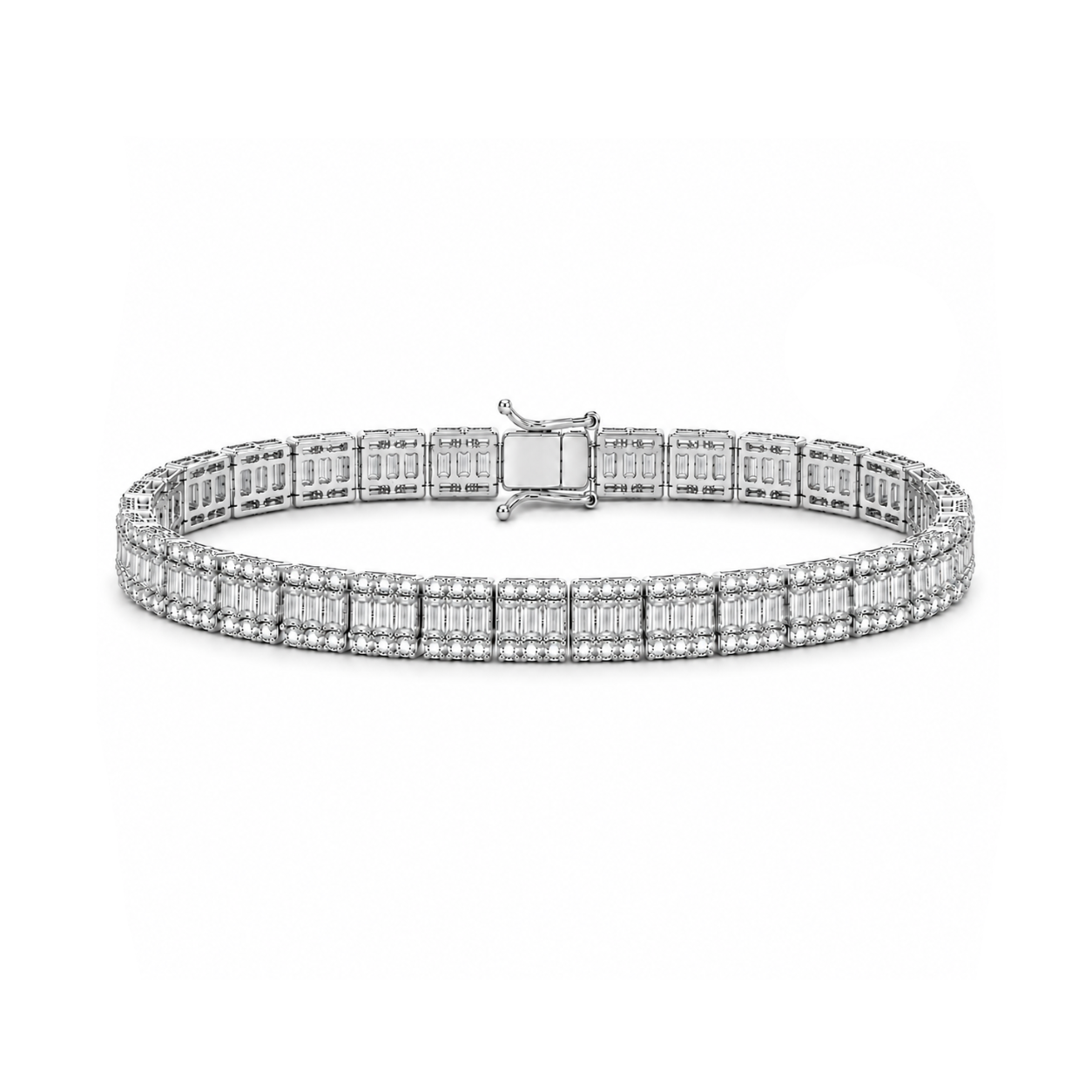 5.85 Ct. Natural Diamond Baguette Design Tennis Bracelet