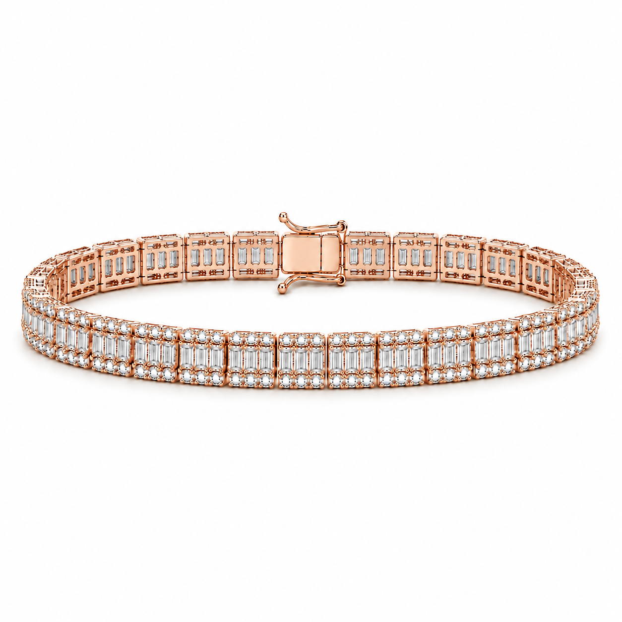 5.85 Ct. Natural Diamond Baguette Design Tennis Bracelet