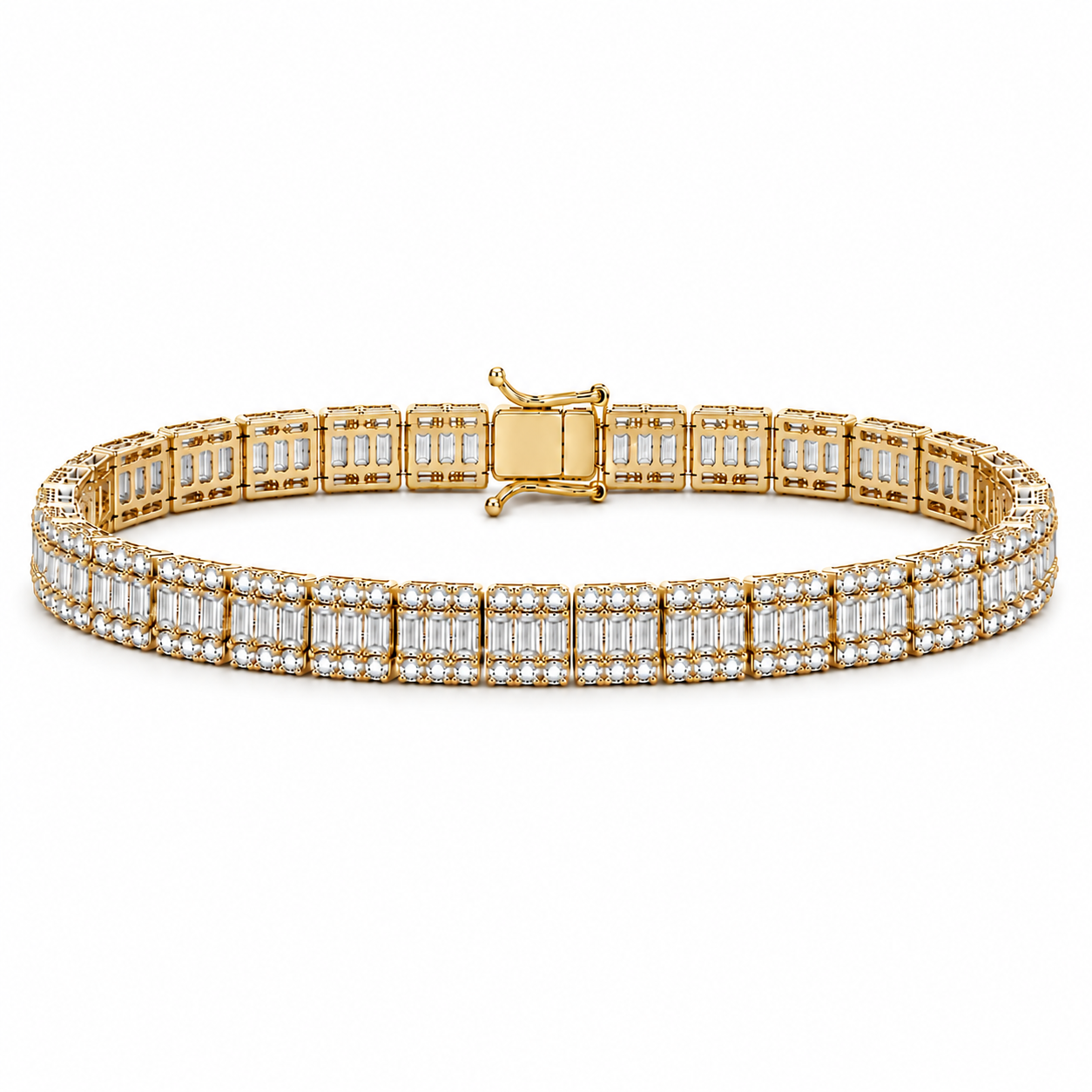 5.85 Ct. Natural Diamond Baguette Design Tennis Bracelet