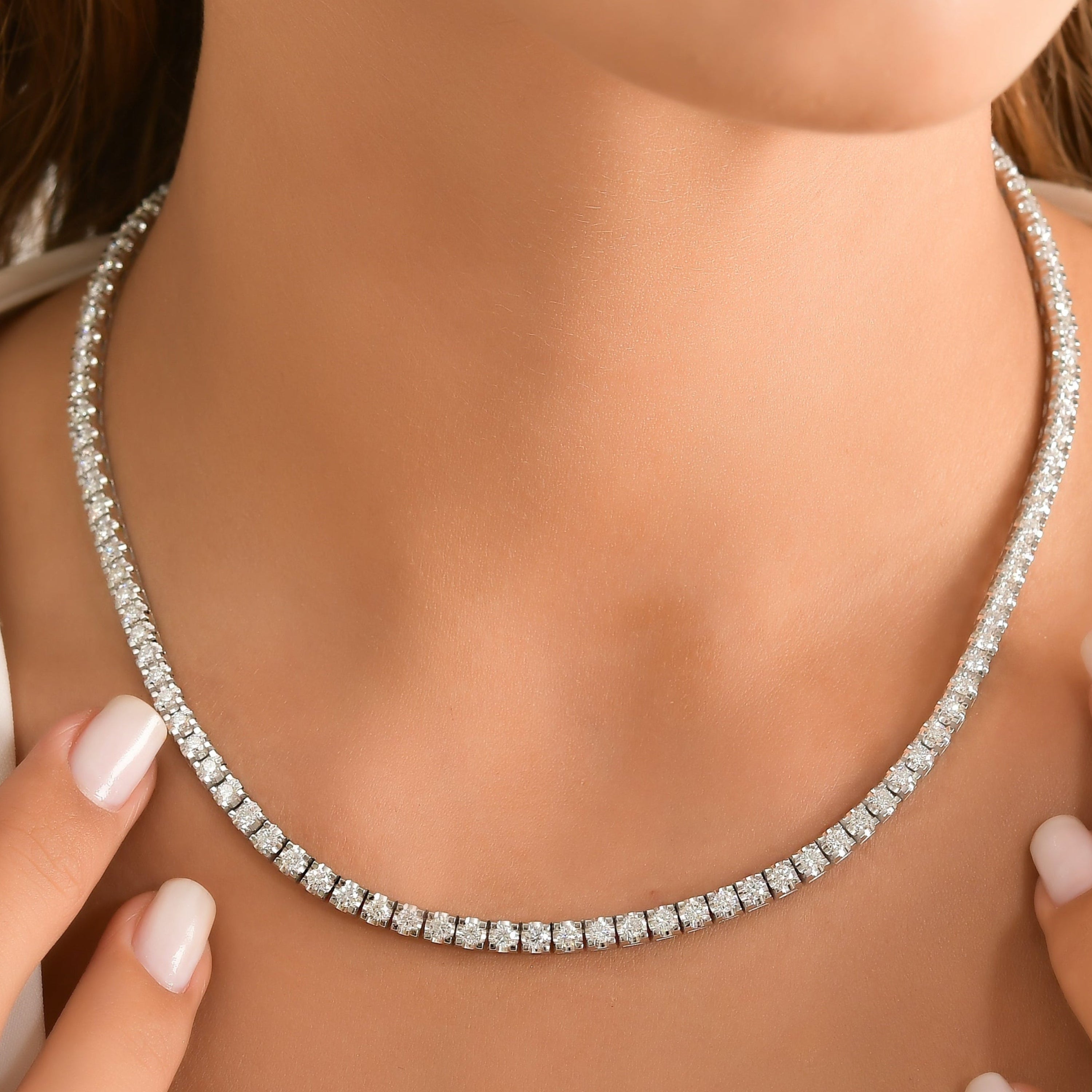 5 Carat Natural Diamond Clair Tennis Necklace
