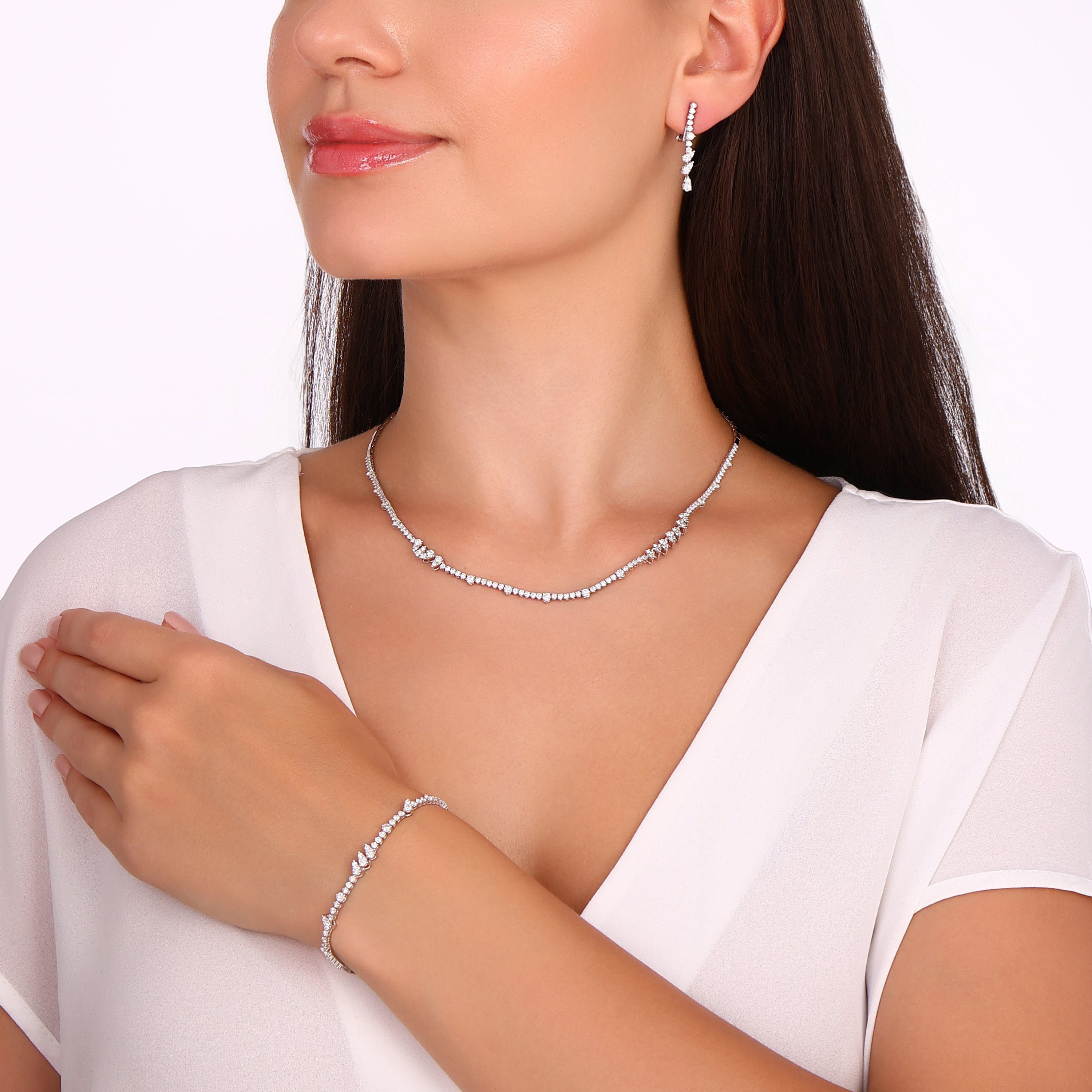 6.20 CTW Diamond Londia Kaelis Design Bridal Jewelry Set 18k Fine Gold