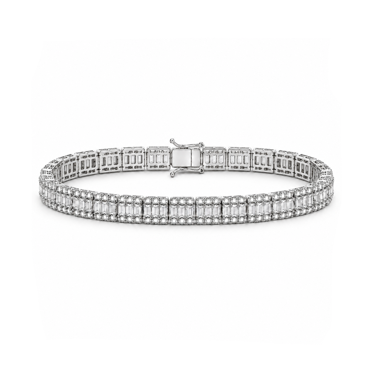 6.60 Ct. Natural Diamond Baguette Design Tennis Bracelet