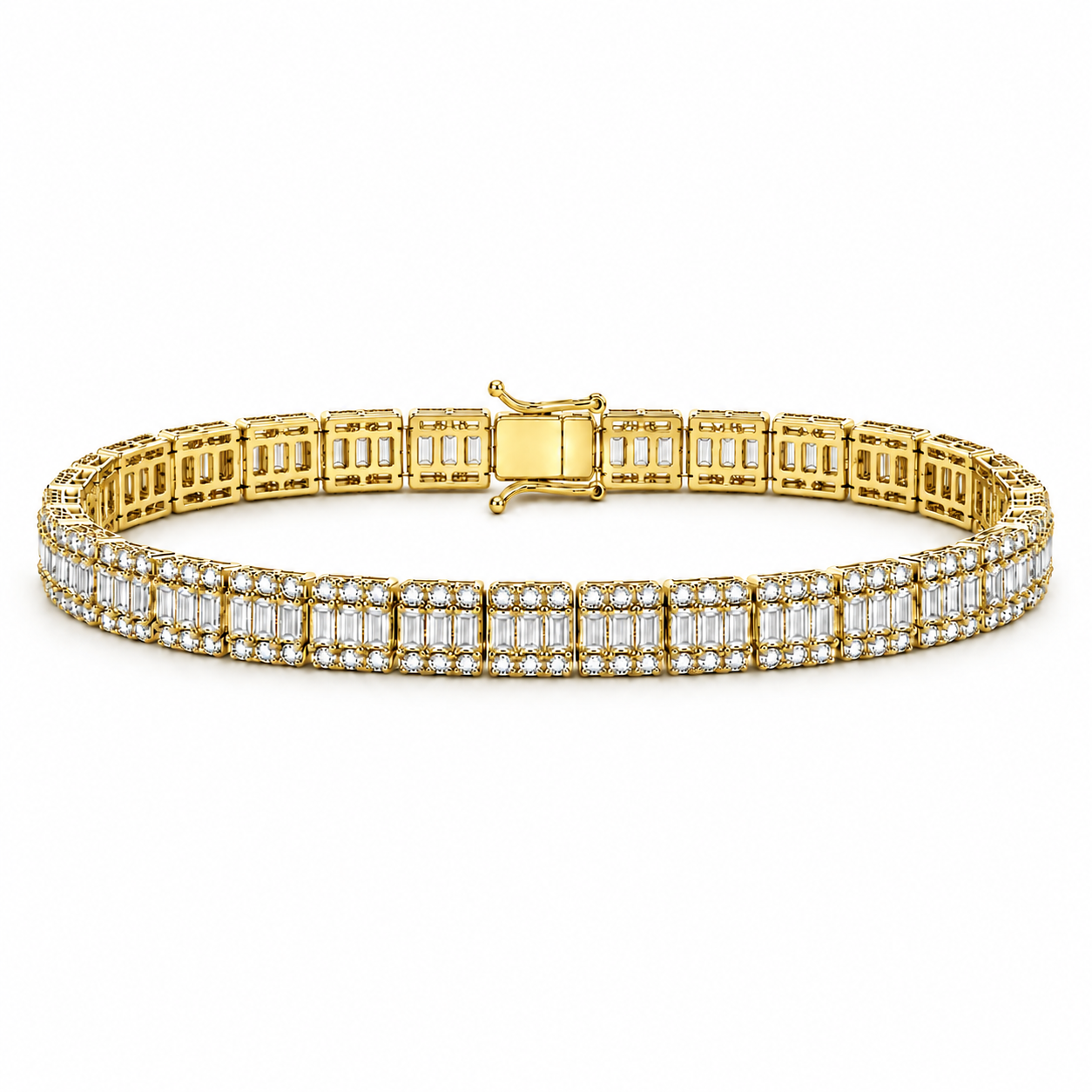 6.60 Ct. Natural Diamond Baguette Design Tennis Bracelet