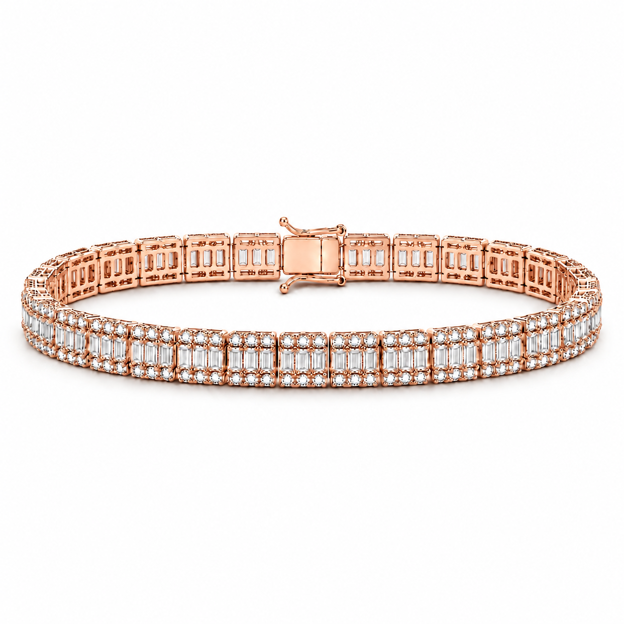 6.60 Ct. Natural Diamond Baguette Design Tennis Bracelet