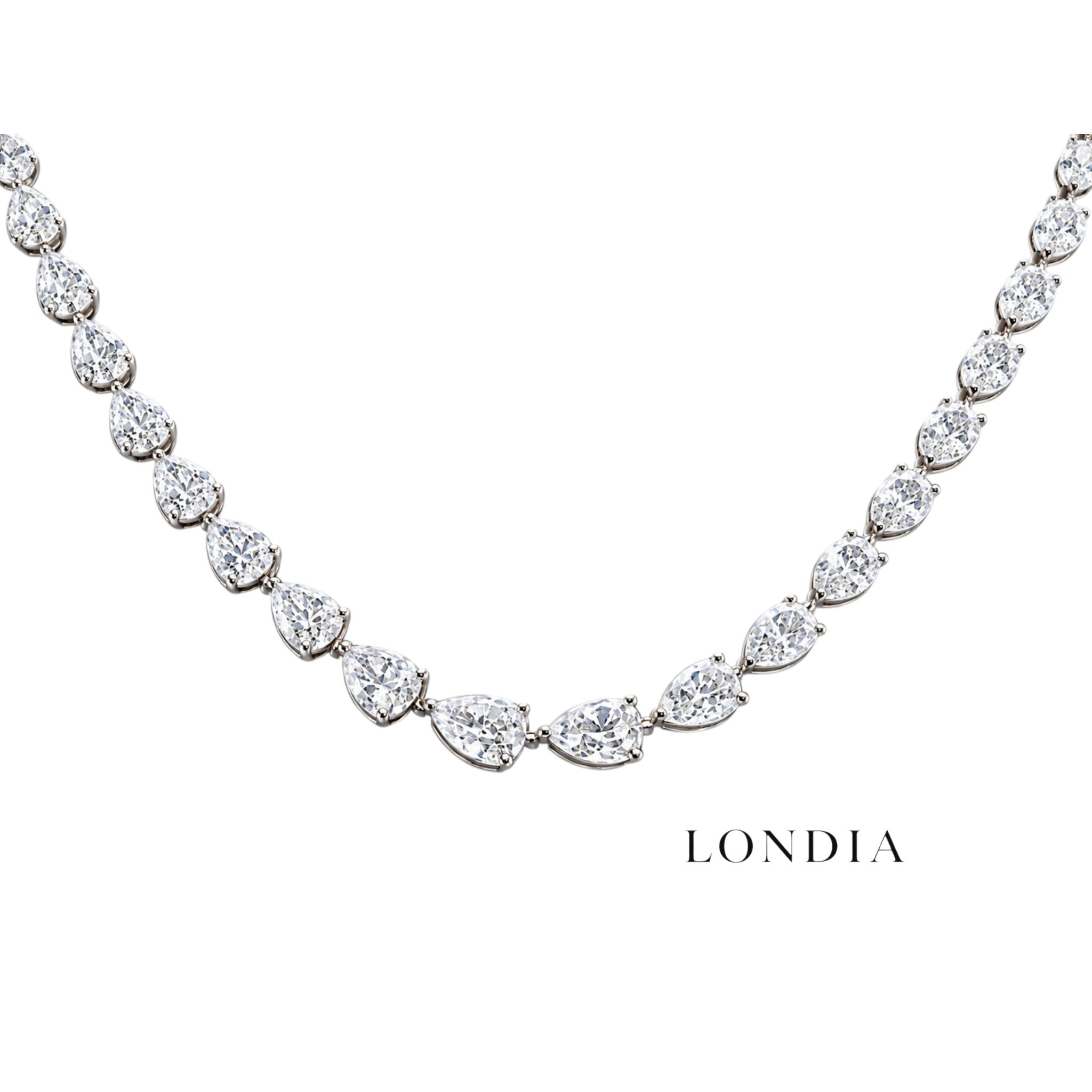 6.75 Carat Natural Diamond Graduated Pear-Cut Tennis Necklace