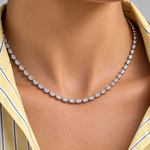 6.75 Carat Natural Diamond Graduated Pear-Cut Tennis Necklace