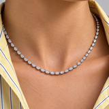 6.75 Carat Natural Diamond Graduated Pear-Cut Tennis Necklace