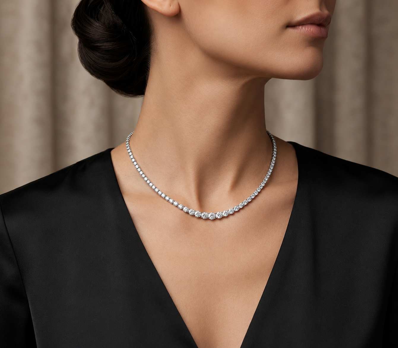 6 Carat Natural Diamond Classic Graduated Tennis Necklace