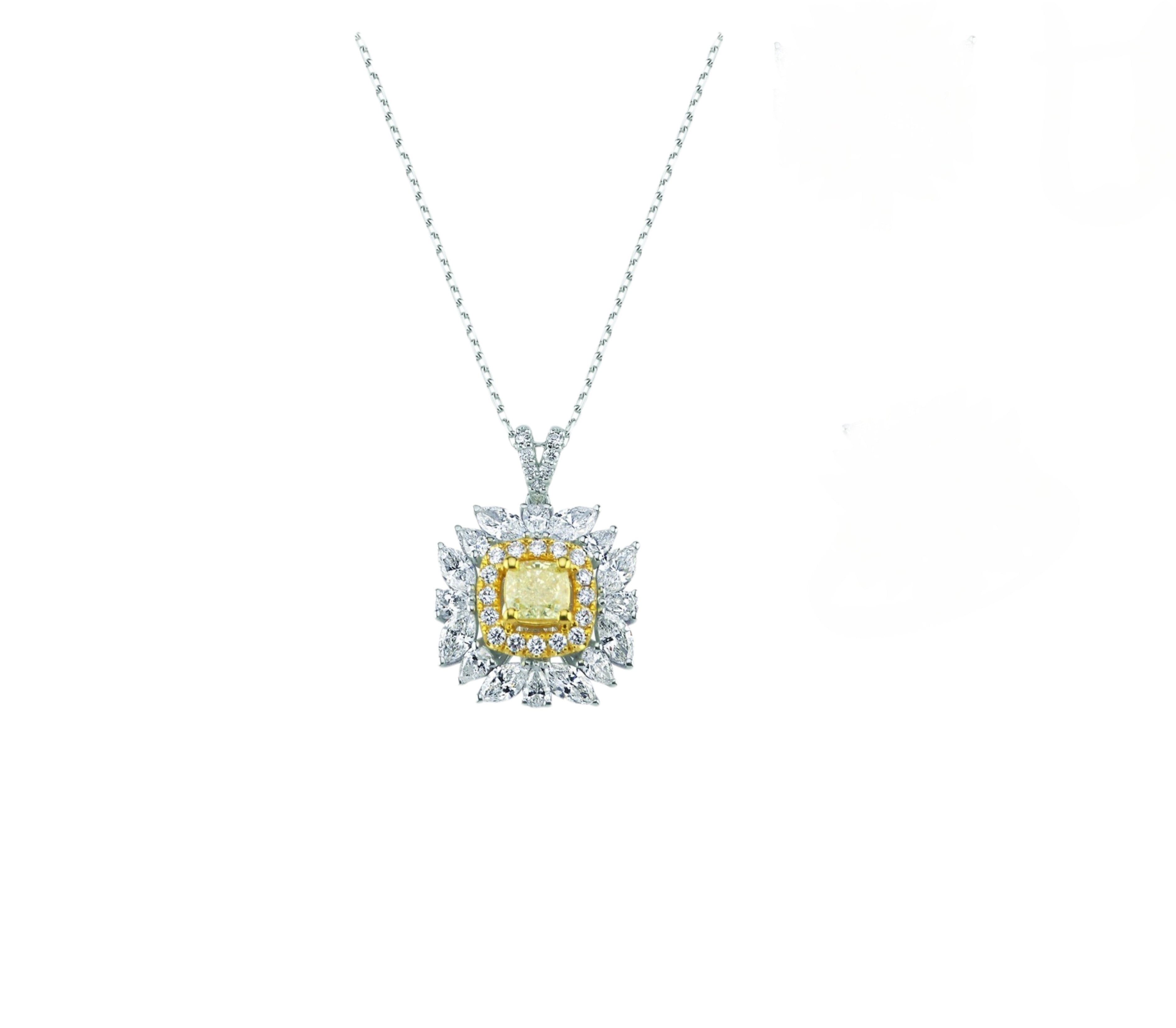 7.60 Ct. Fancy Yellow Diamond Designer Set in 18K Gold