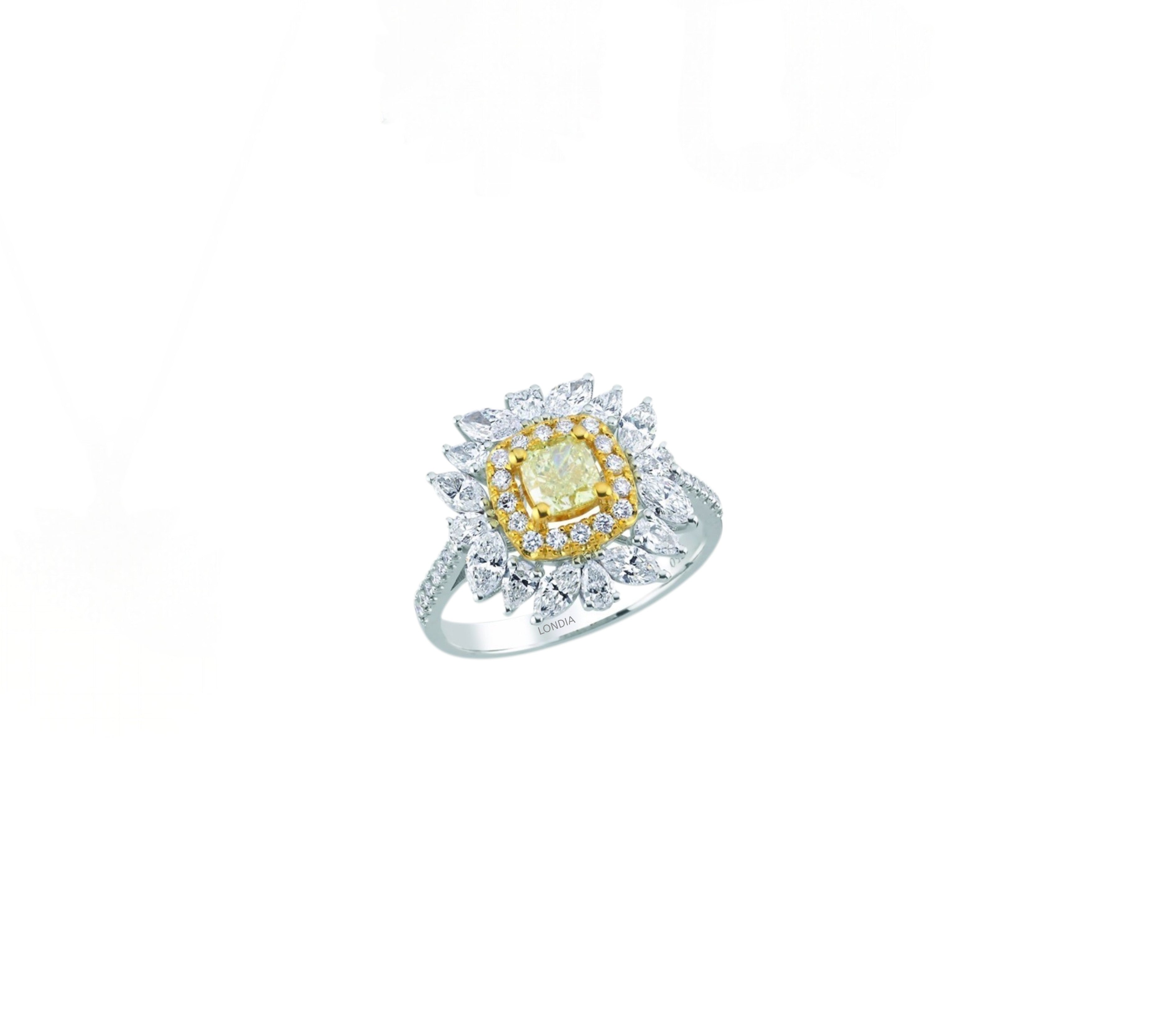 7.60 Ct. Fancy Yellow Diamond Designer Set in 18K Gold