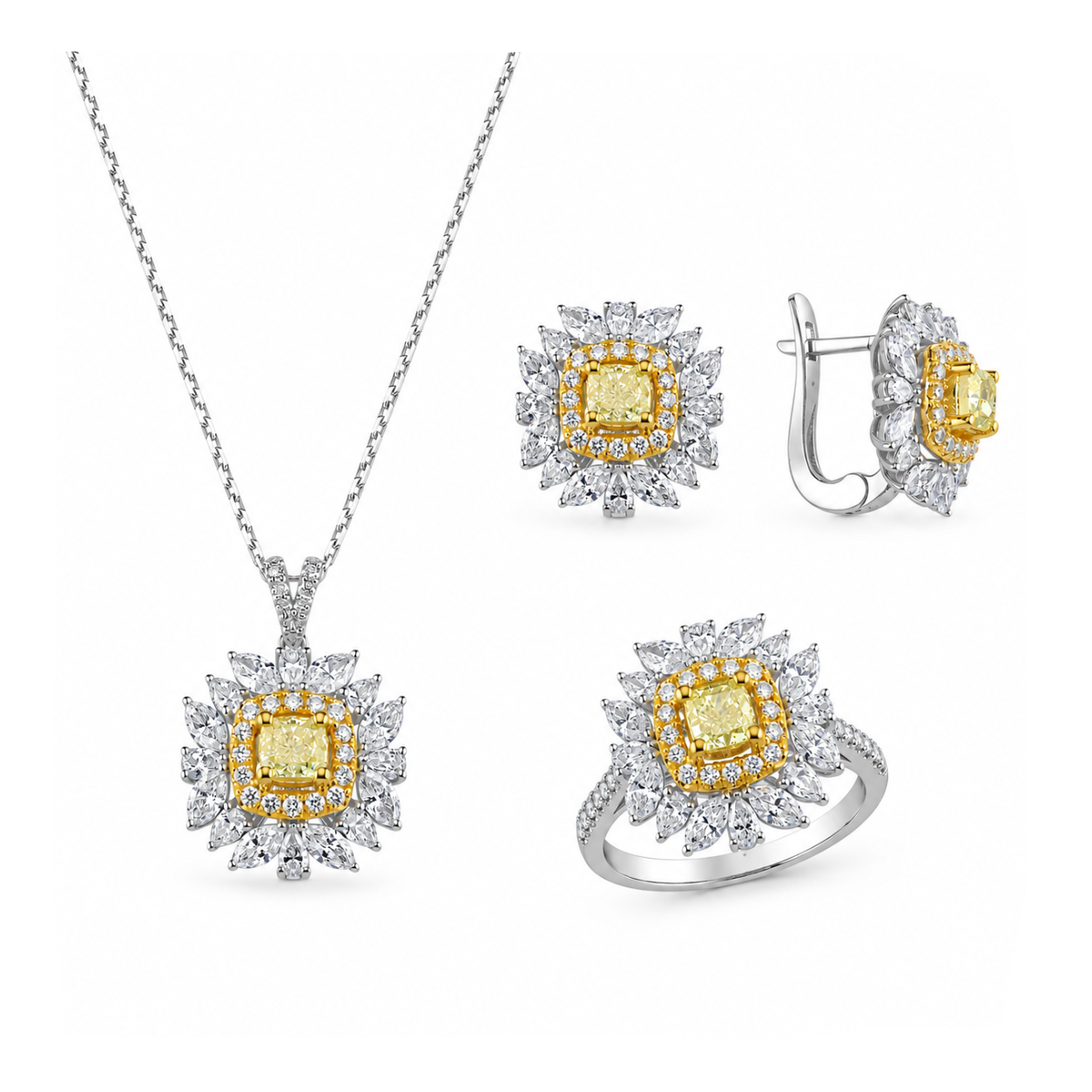 7.60 Ct. Natural Diamond Fancy Yellow Design Set