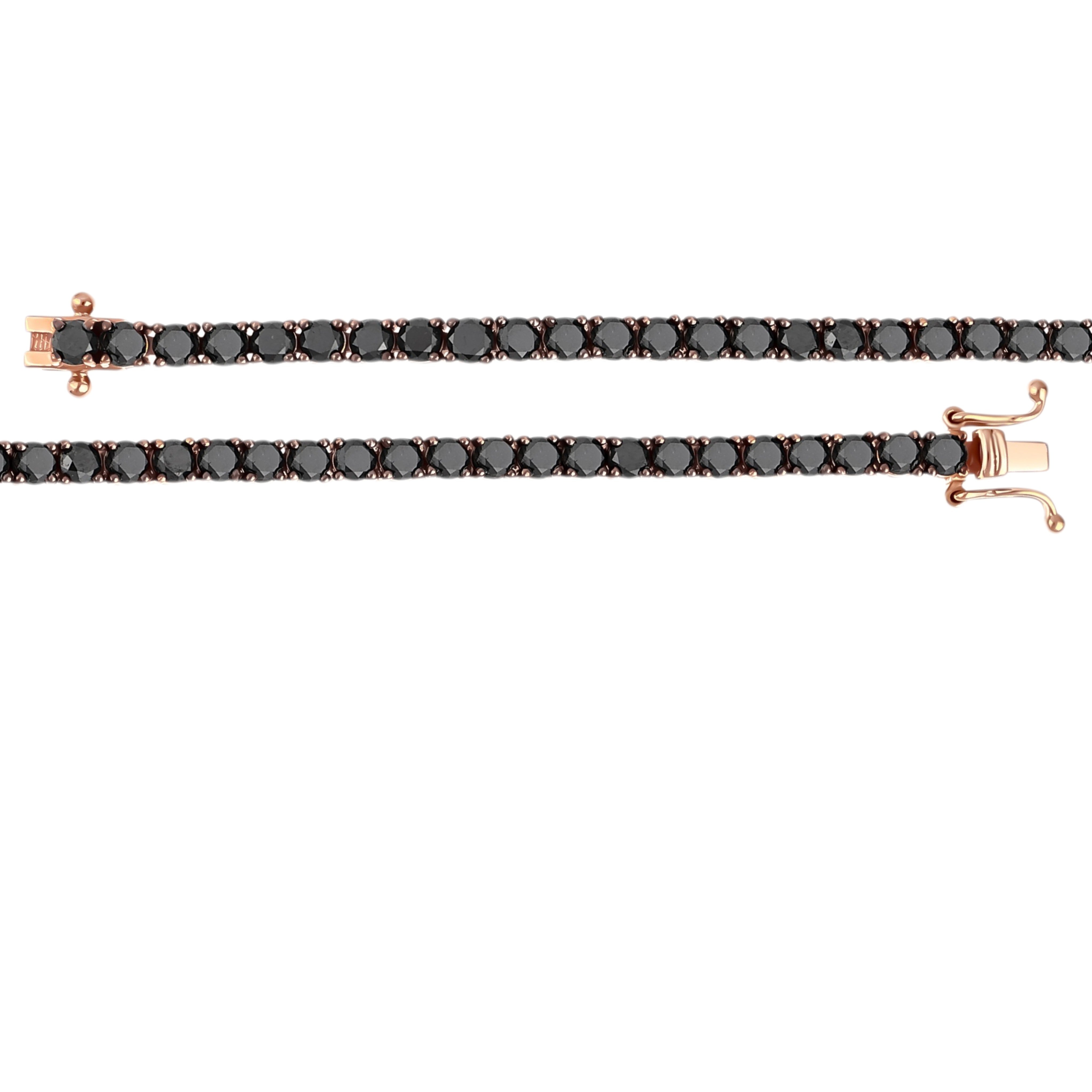 7.70 Ct. Black Natural Diamond Classic Tennis Bracelet