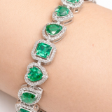 8.00 Carat Natural Emerald & 1.40 Carat Natural Diamond Bracelet | LONDIA