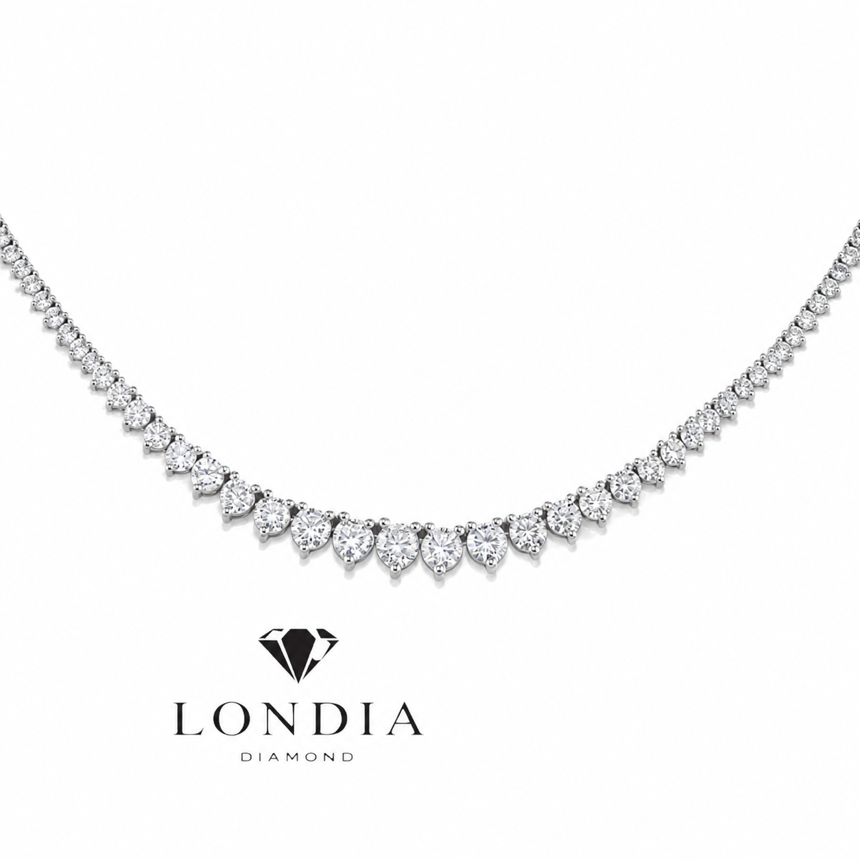8 Carat Natural Diamond Graduated Tennis Necklace