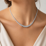 8 Carat Natural Diamond Graduated Tennis Necklace