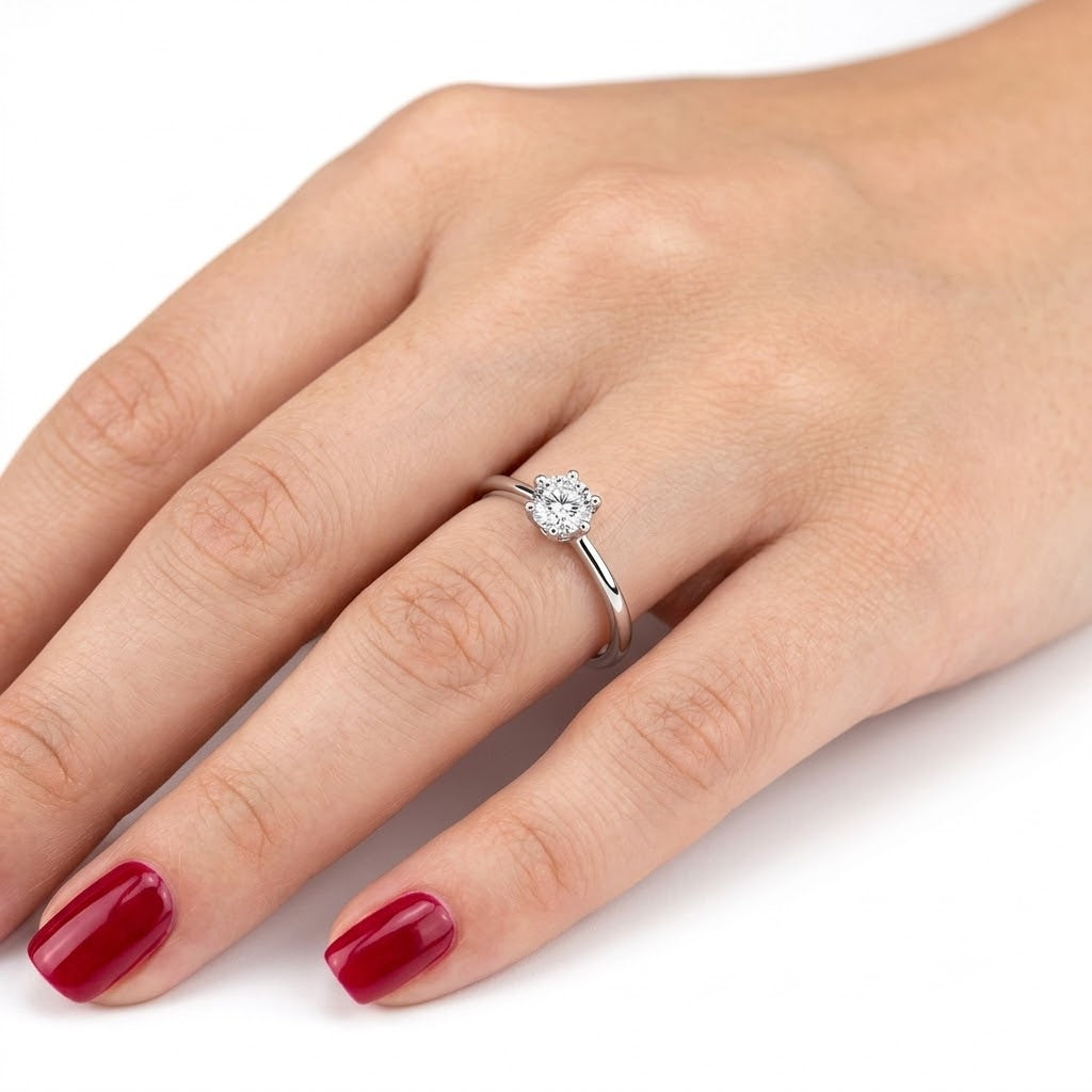 D Color 0.35 Carat Natural Diamond Solitaire Ring