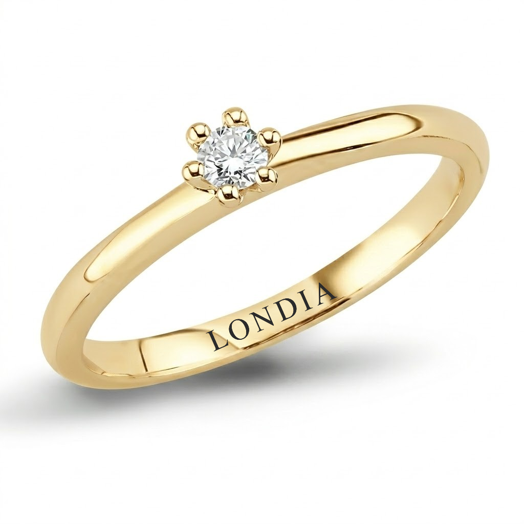 F Color 0.10 Carat Natural Diamond Solitaire Ring