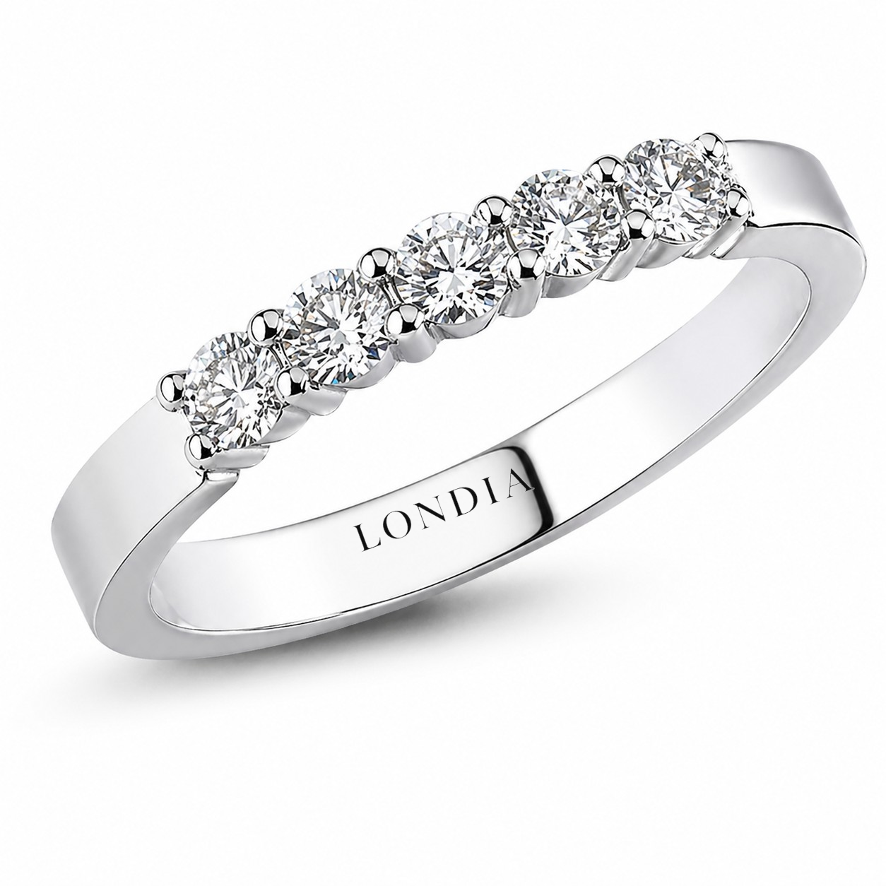 F Color 0.50 Carat Natural Diamond Five-Stone Ring