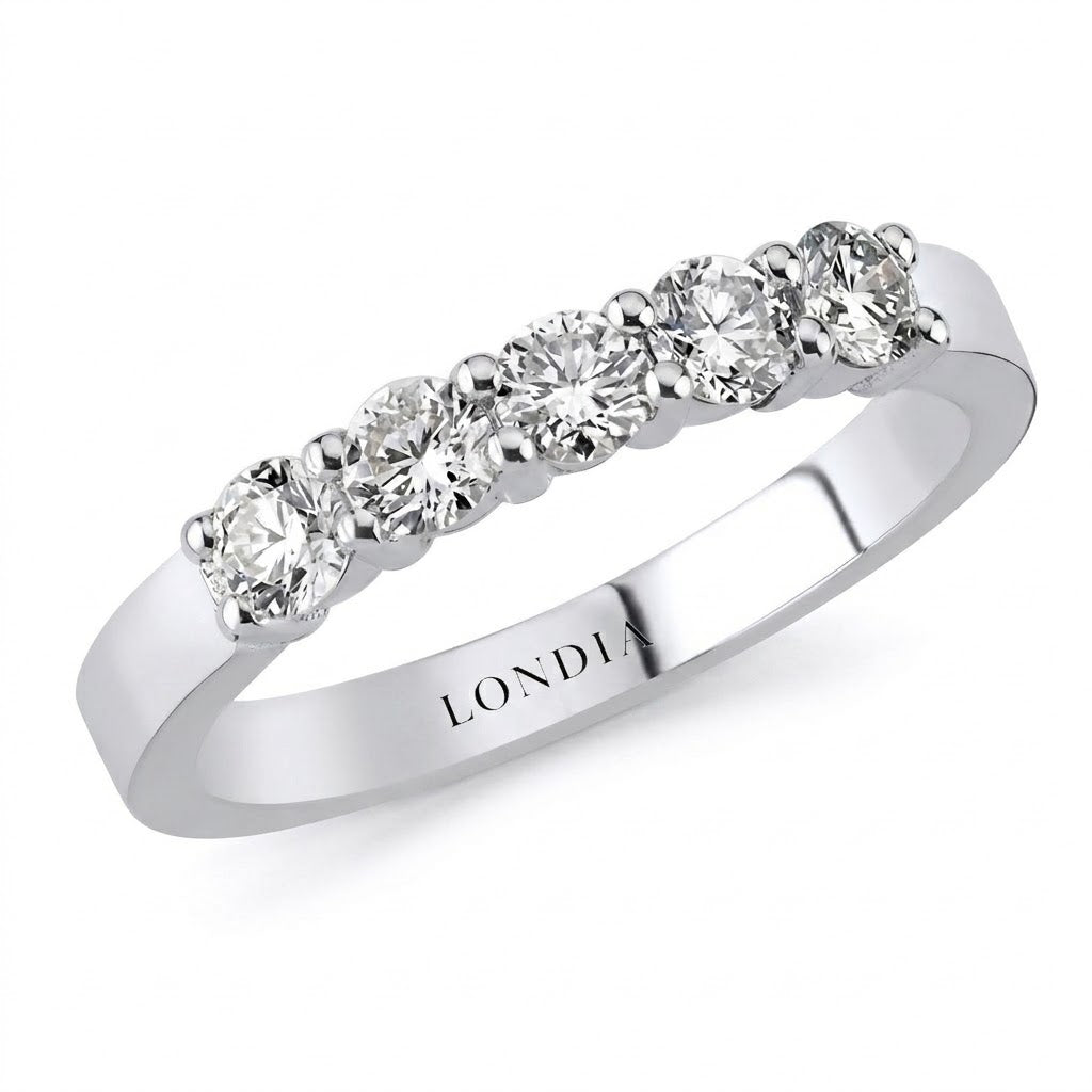 F Color 0.70 Carat Natural Diamond Five-Stone Ring