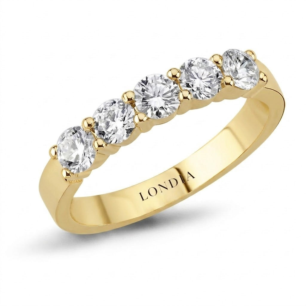 F Color 0.90 Carat Natural Diamond Five-Stone Ring