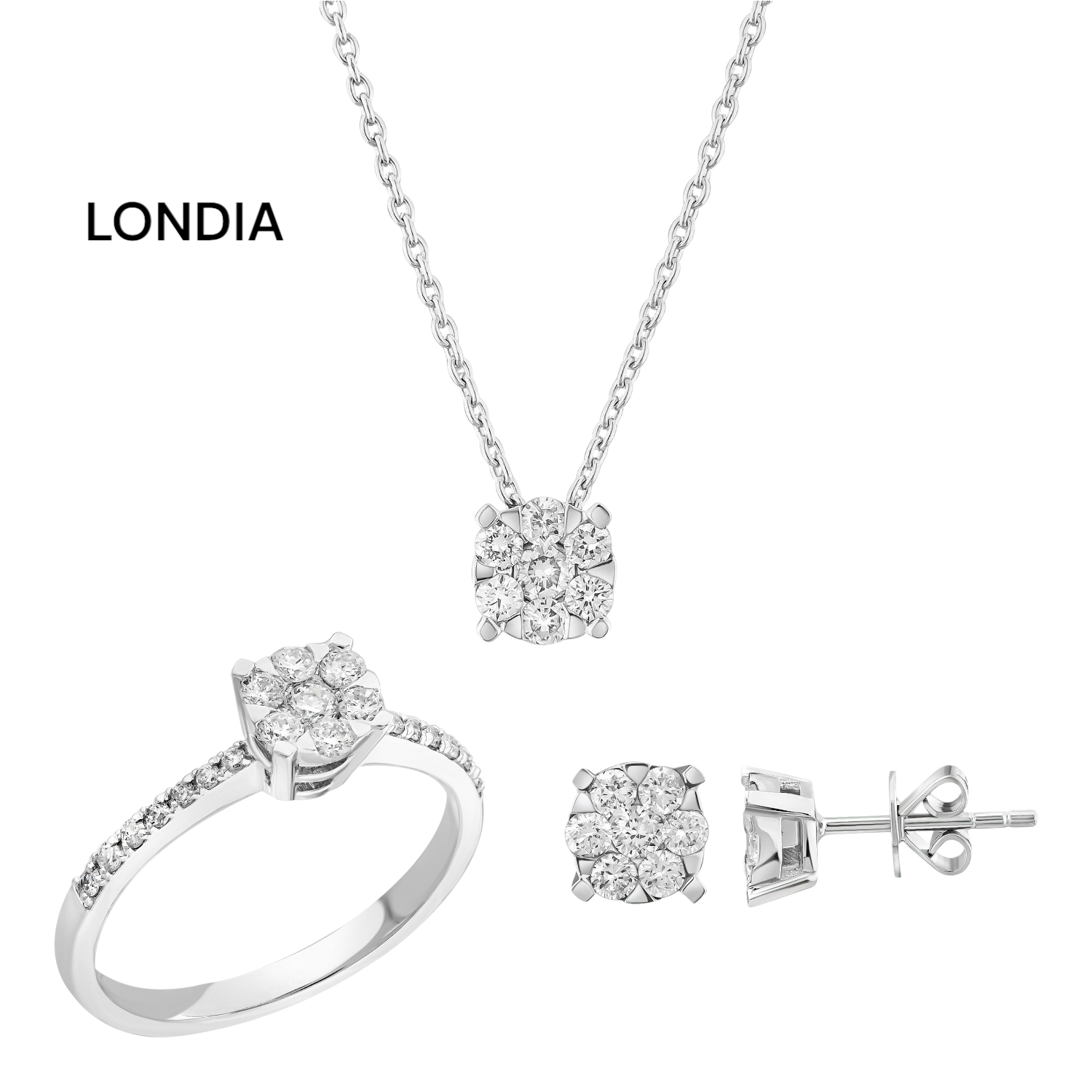 Natural Diamond Magic Design Bridal Jewelry Set in 18K Gold