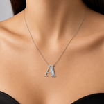 Personalized Baguette A Initial 0.35 Carat Natural Diamond Necklace