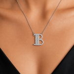 Personalized Baguette B Initial 0.35 Carat Natural Diamond Necklace