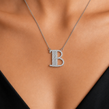Personalized Baguette B Initial 0.35 Carat Natural Diamond Necklace