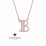 Personalized Baguette B Initial 0.35 Carat Natural Diamond Necklace