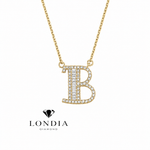 Personalized Baguette B Initial 0.35 Carat Natural Diamond Necklace