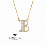 Personalized Baguette B Initial 0.35 Carat Natural Diamond Necklace