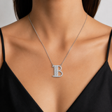 Personalized Baguette B Initial 0.35 Carat Natural Diamond Necklace