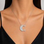 Personalized Baguette C Initial 0.35 Carat Natural Diamond Necklace