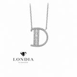Personalized Baguette D Initial 0.40 Carat Natural Diamond Necklace