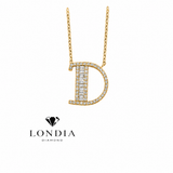 Personalized Baguette D Initial 0.40 Carat Natural Diamond Necklace