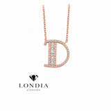 Personalized Baguette D Initial 0.40 Carat Natural Diamond Necklace