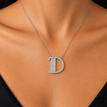 Personalized Baguette D Initial 0.40 Carat Natural Diamond Necklace