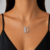 Personalized Baguette D Initial 0.40 Carat Natural Diamond Necklace