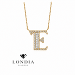 Personalized Baguette E Initial 0.40 Carat Natural Diamond Necklace