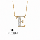 Personalized Baguette E Initial 0.40 Carat Natural Diamond Necklace