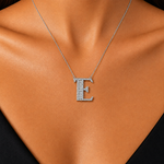 Personalized Baguette E Initial 0.40 Carat Natural Diamond Necklace