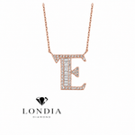 Personalized Baguette E Initial 0.40 Carat Natural Diamond Necklace