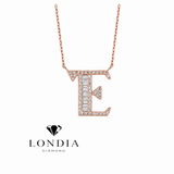 Personalized Baguette E Initial 0.40 Carat Natural Diamond Necklace