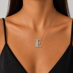 Personalized Baguette E Initial 0.40 Carat Natural Diamond Necklace