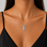 Personalized Baguette E Initial 0.40 Carat Natural Diamond Necklace