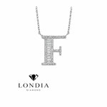 Personalized Baguette F Initial 0.40 Carat Natural Diamond Necklace