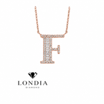 Personalized Baguette F Initial 0.40 Carat Natural Diamond Necklace