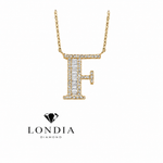 Personalized Baguette F Initial 0.40 Carat Natural Diamond Necklace